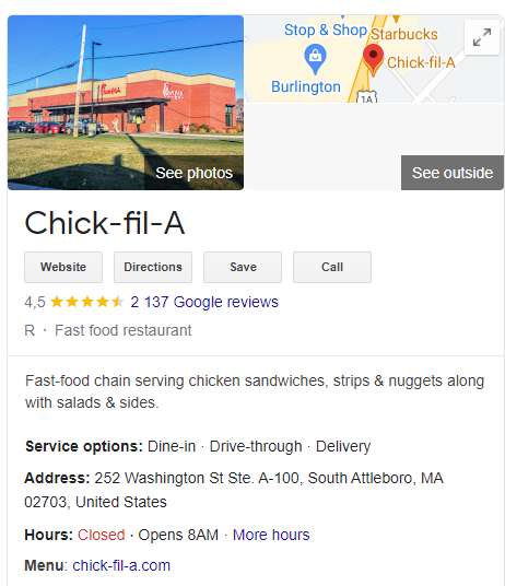 Chick Fil A Attleboro Map Pack